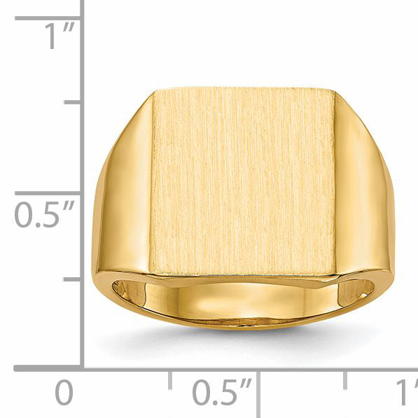 14k 15.0x13.5mm Open Back Mens Signet Ring