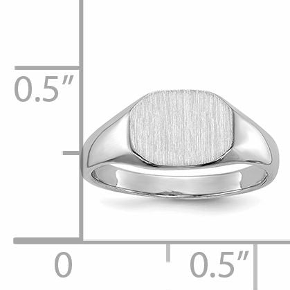 14k White Gold  8.0x6.5mm Open Back Child's Signet Ring