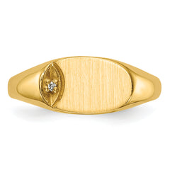 14k Child's AA Diamond Closed Back Signet Ring