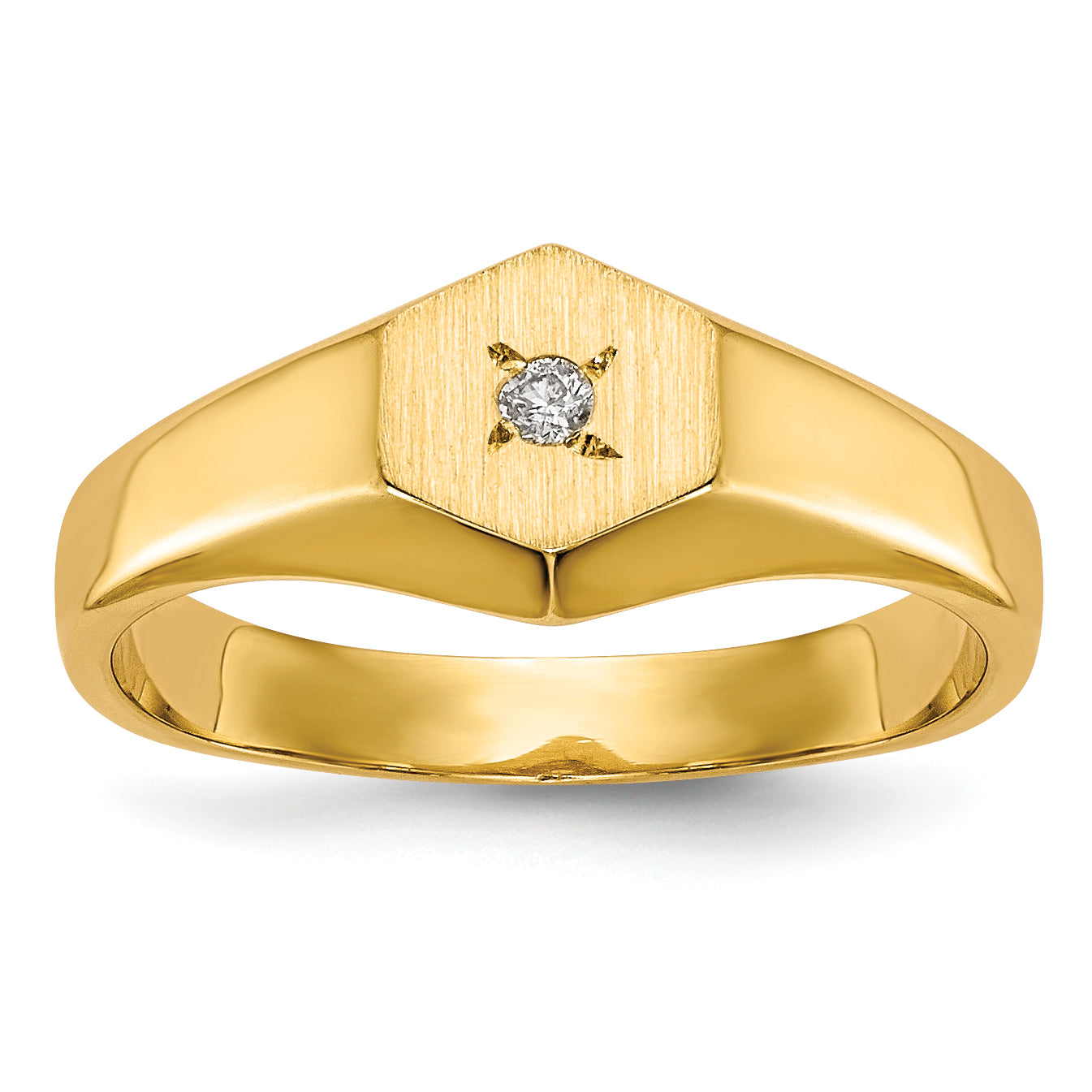 14k Child's AA Diamond Open Back Signet Ring