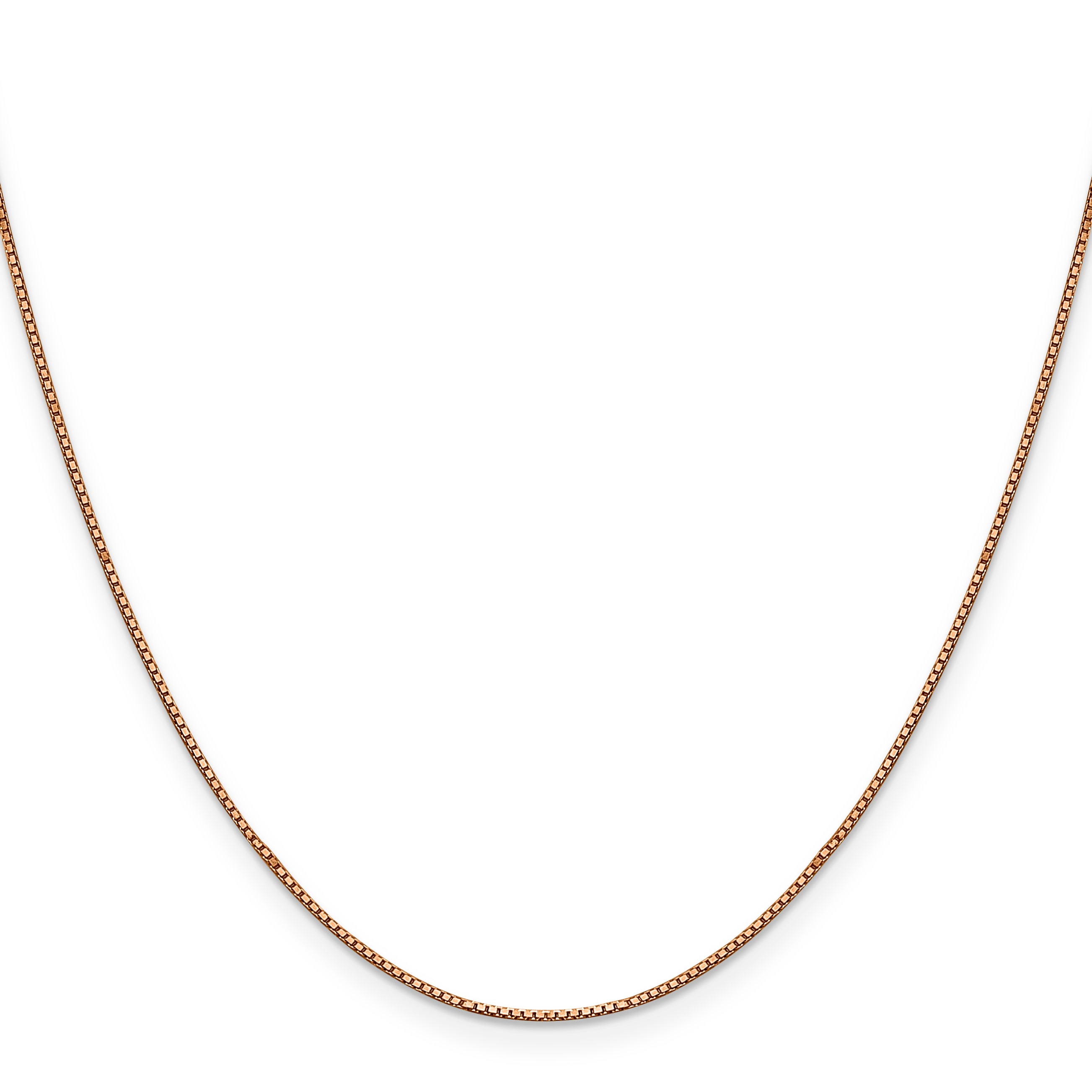 14K Rose Gold 16 inch .9mm Box Link with Lobster Clasp Chain