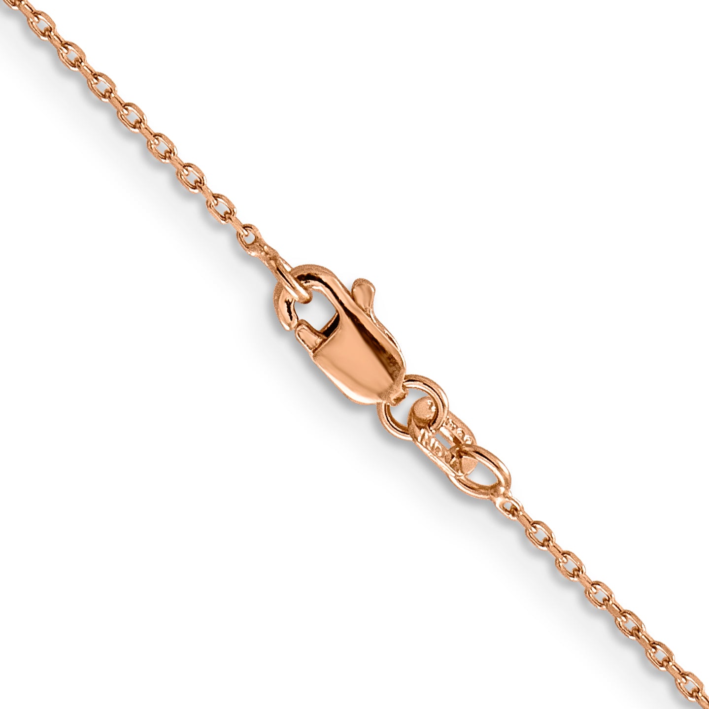 14K Rose Gold 16 inch 1.10mm Diamond-cut Cable with Lobster Clasp Chain