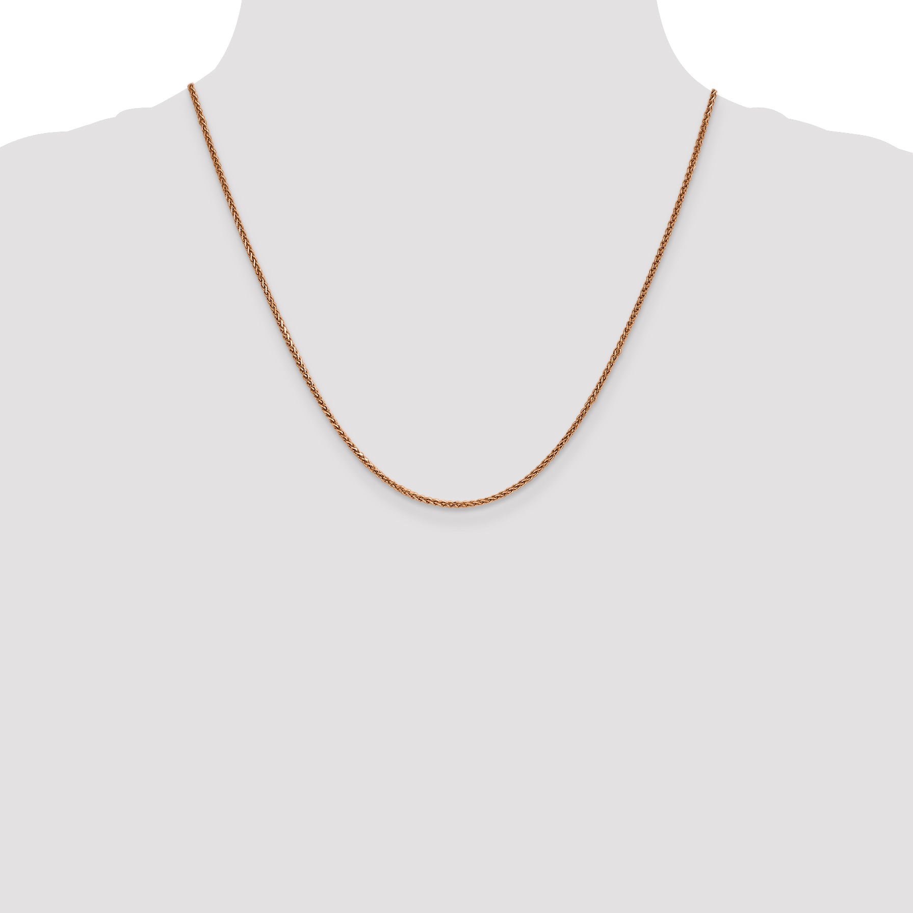 14K Rose Gold 16 inch 1.7mm Diamond-cut Spiga with Lobster Clasp Chain