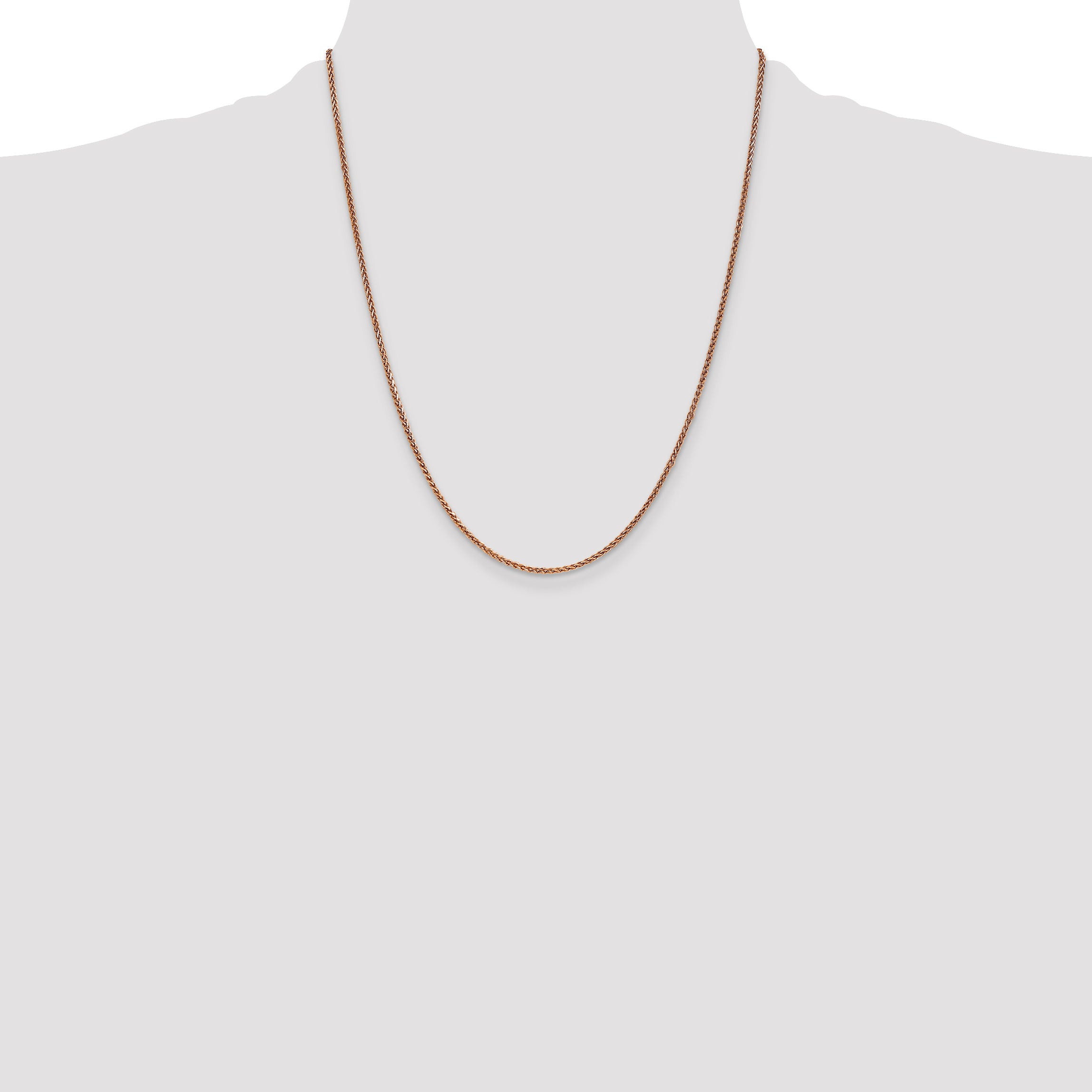 14K Rose Gold 16 inch 1.7mm Diamond-cut Spiga with Lobster Clasp Chain