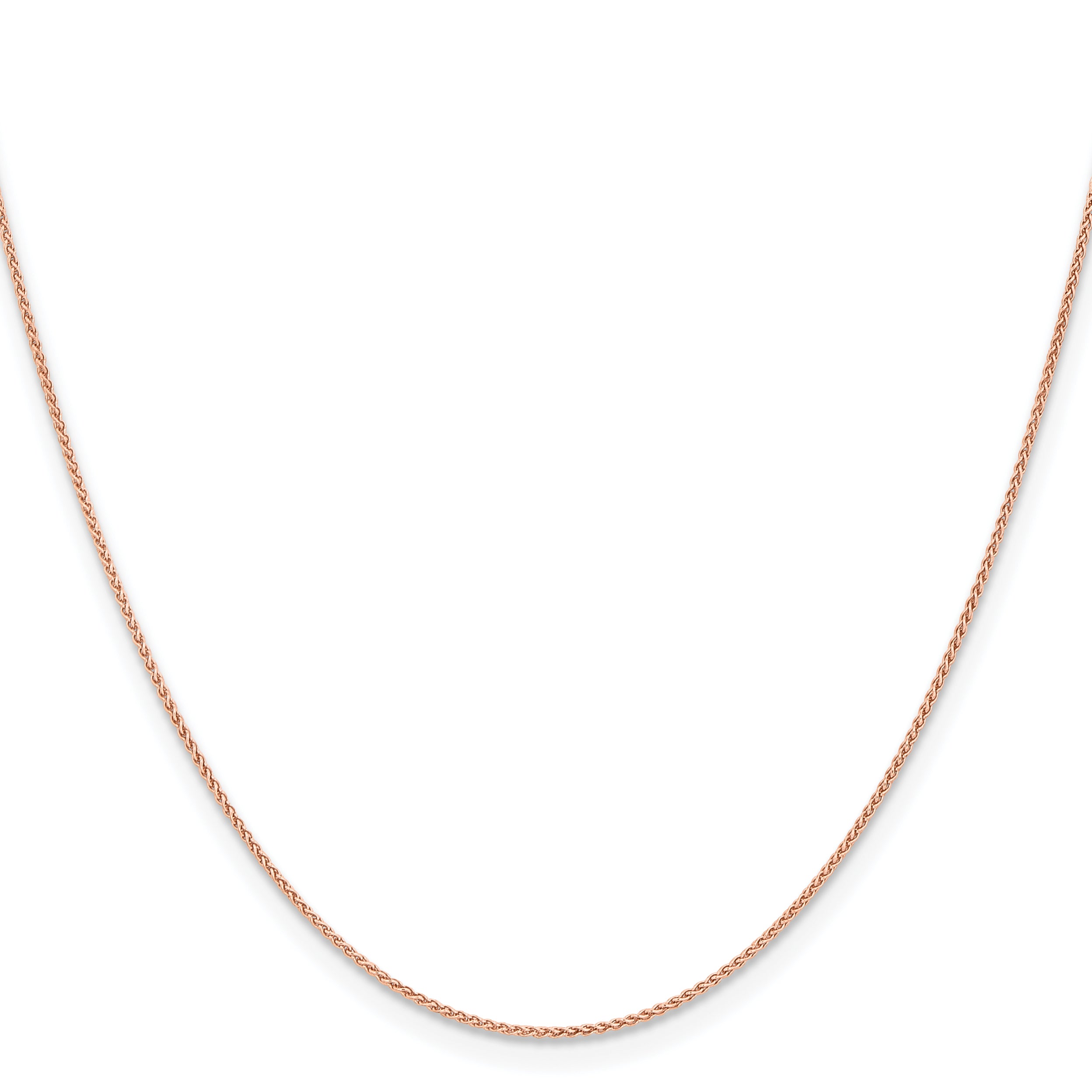 14K Rose Gold 16 inch 1mm Solid Polished Spiga with Lobster Clasp Chain