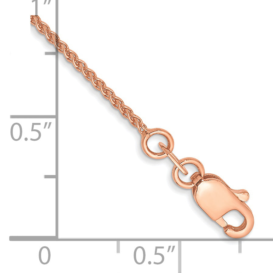 14K Rose Gold 9 inch 1mm Solid Polished Spiga with Lobster Clasp Anklet