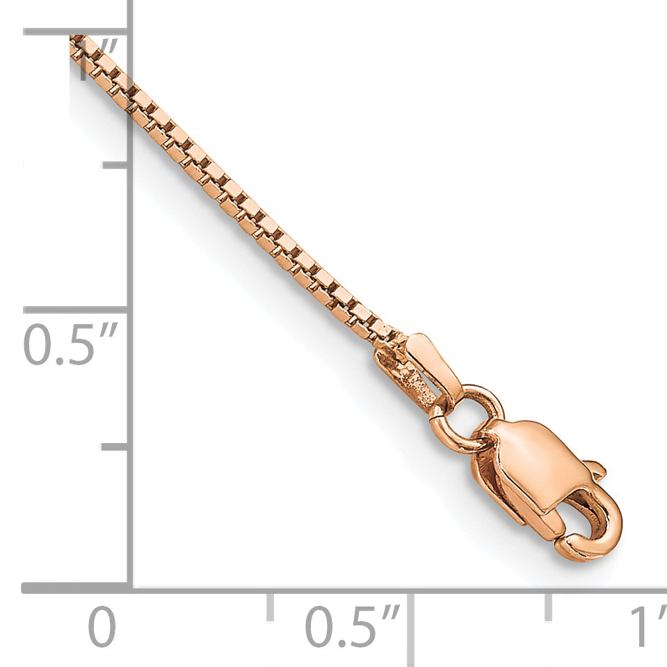 14K Rose Gold 7 inch .95mm Box Link with Lobster Clasp Bracelet