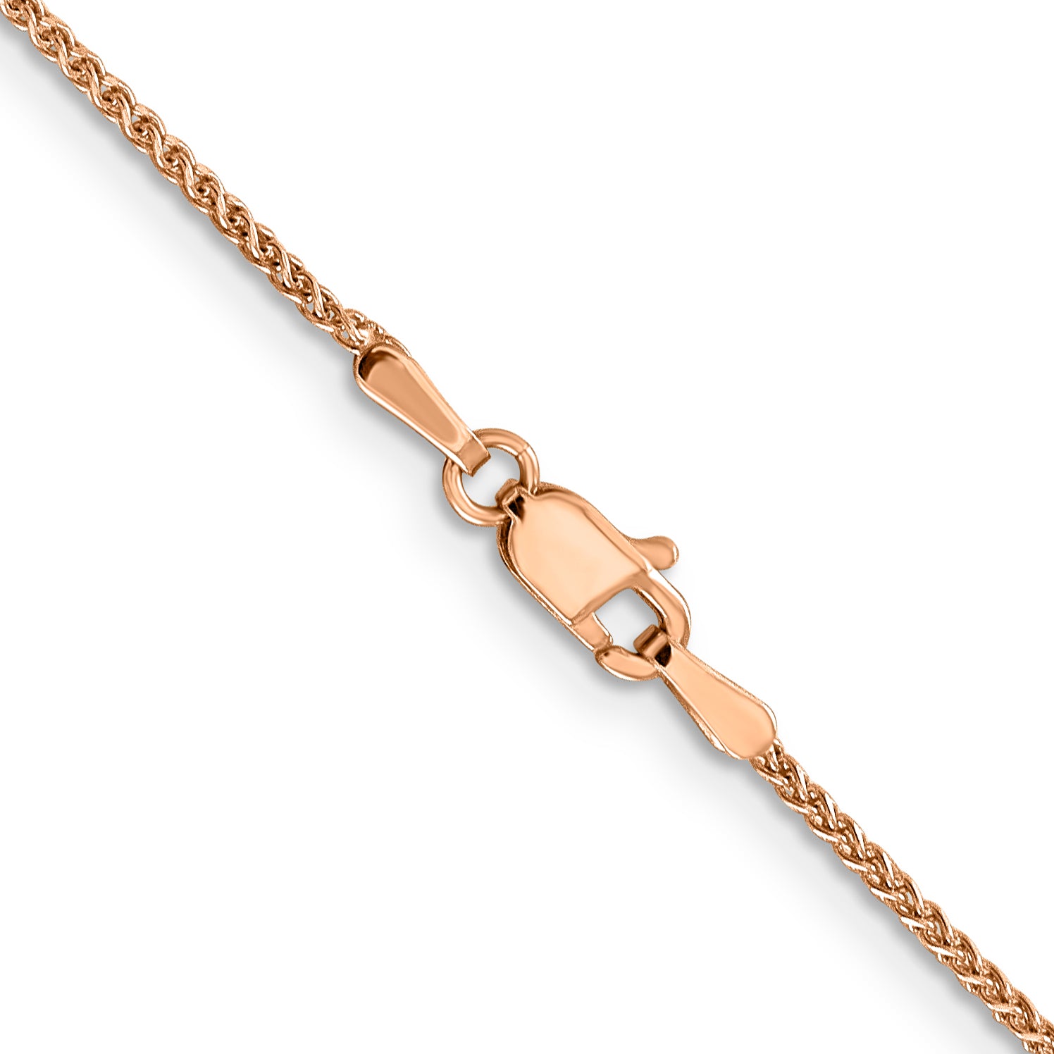 14K Rose Gold 16 inch 1.25mm Diamond-cut Spiga with Lobster Clasp Chain