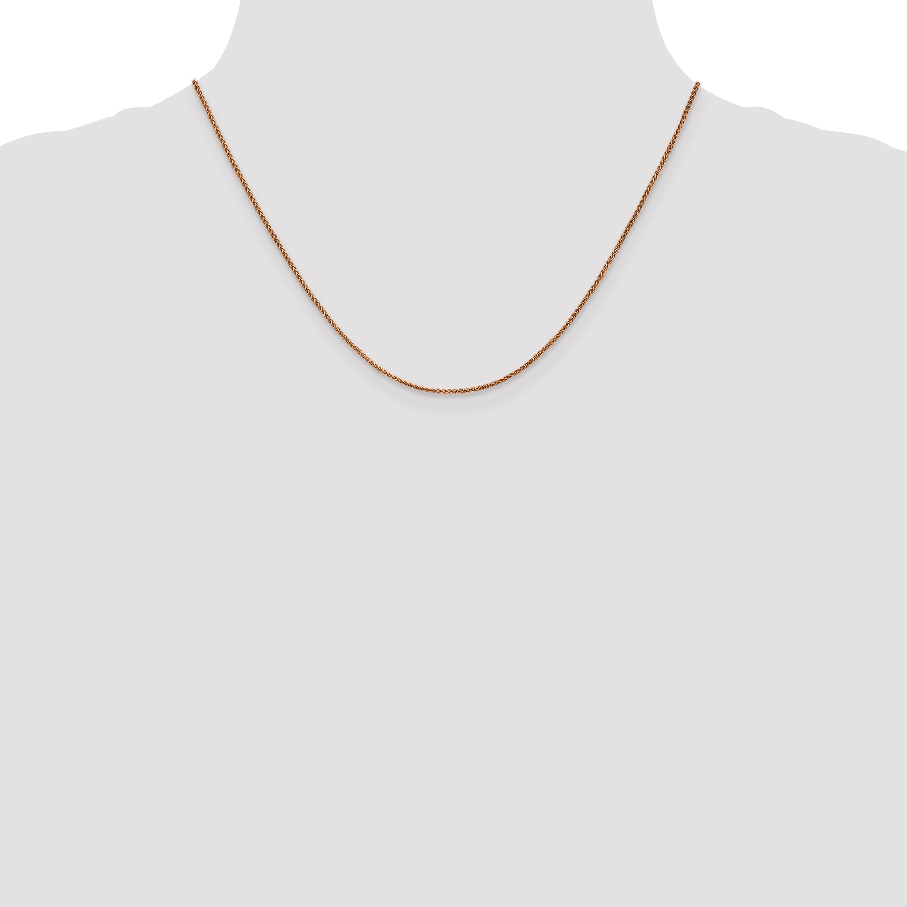 14K Rose Gold 16 inch 1.25mm Diamond-cut Spiga with Lobster Clasp Chain