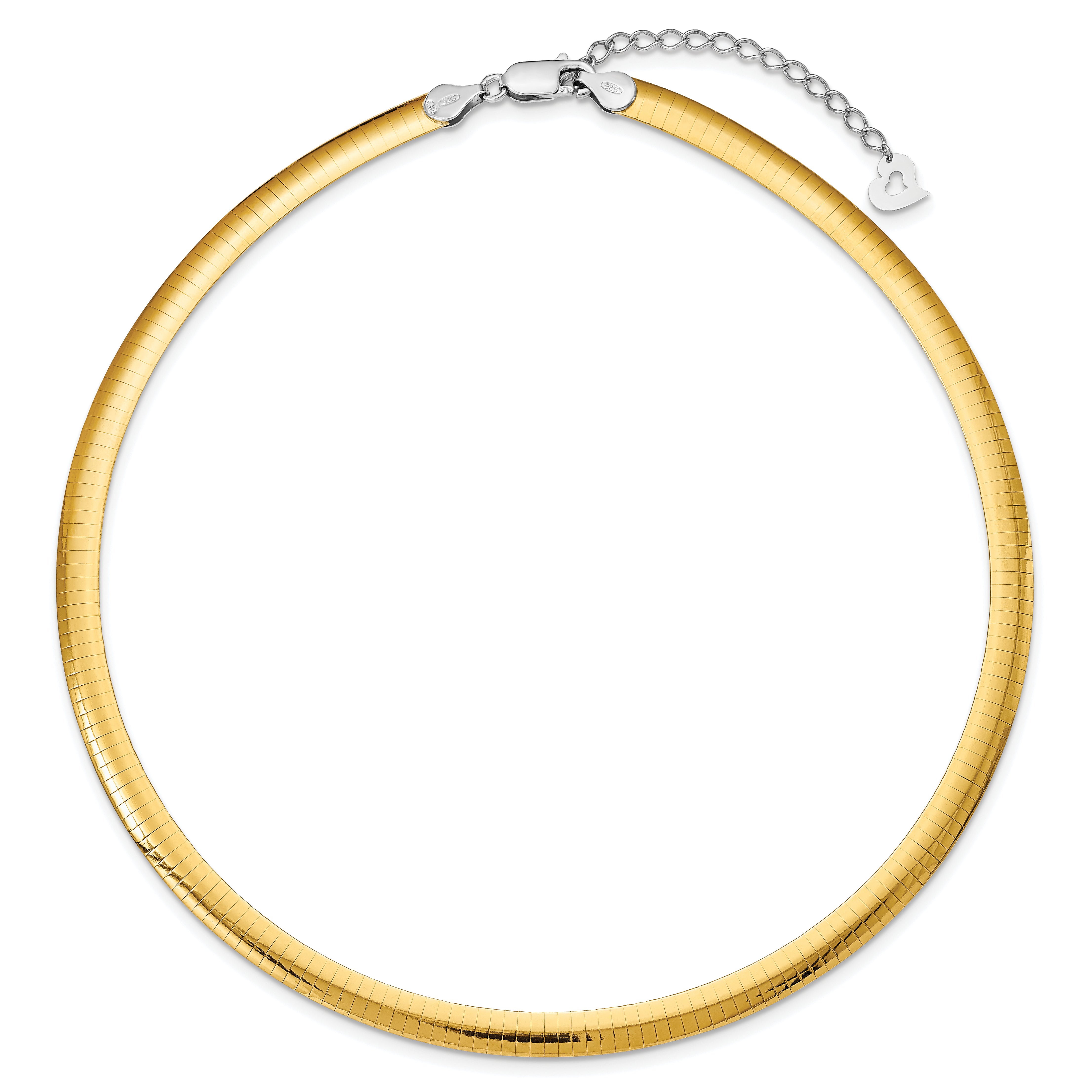 Sterling Silver Gold-plated 6mm Reversible w/2in ext Cubetto Chain