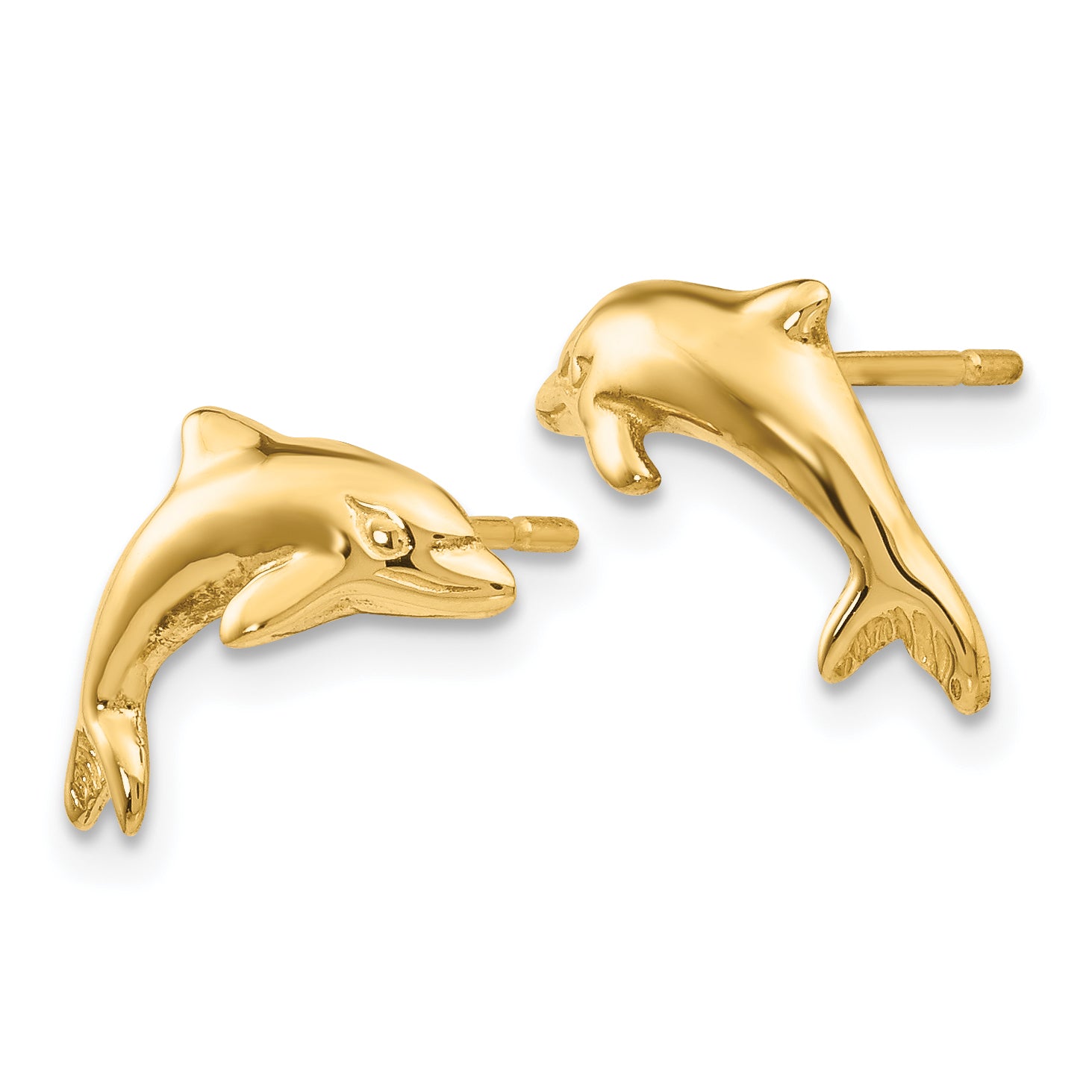 14K Gold Dolphin Earrings with Polished Finish for Women