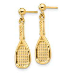 14K Gold Polished Racquet Dangle Earrings for Women