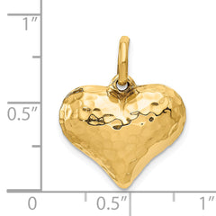 14K Polished and Hammered 3-D Heart Pendant