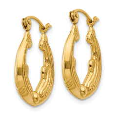 14K Gold Dolphin Hoop Earrings with Polished Finish for Women