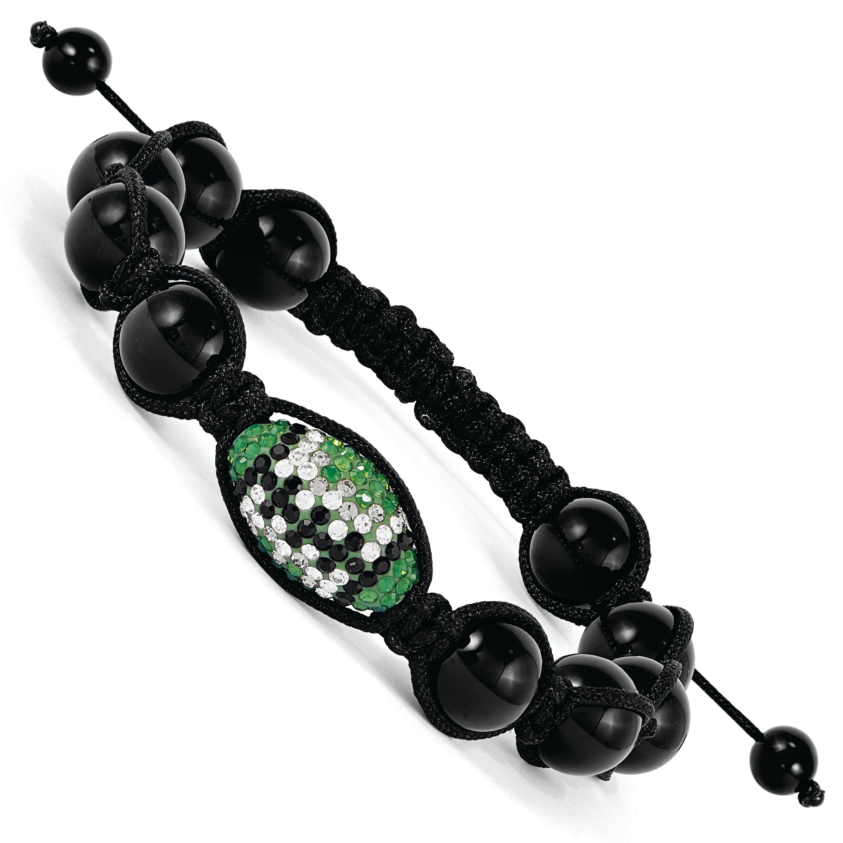 Swarovski Elements Football & Onyx Macrame Bracelet