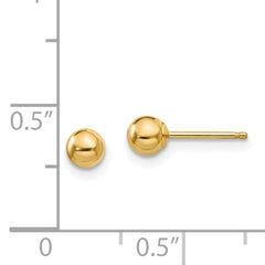 14K Gold Women's Polished Ball Earrings with Silicone Back