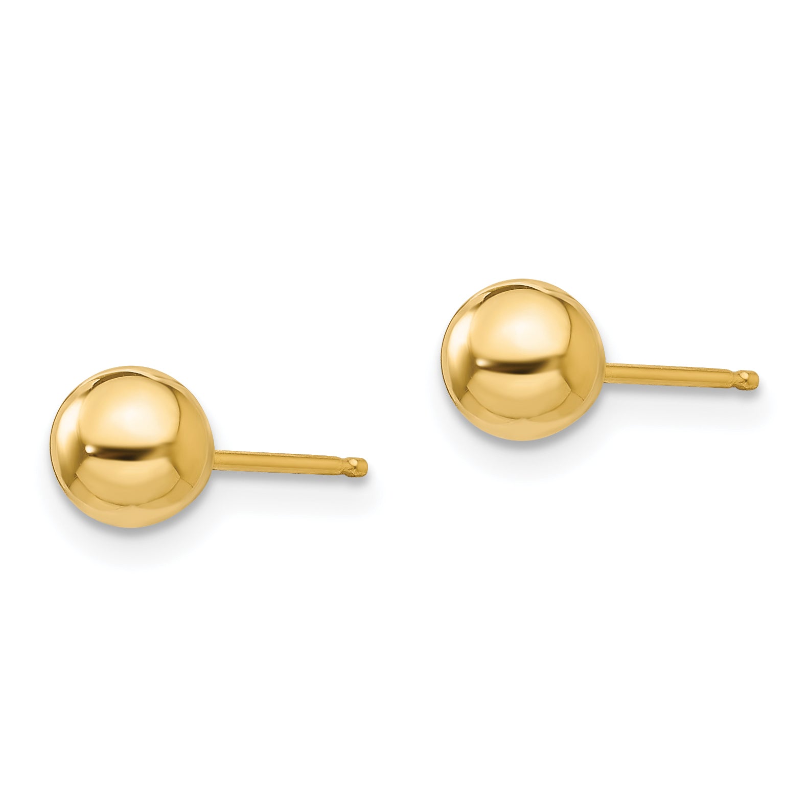 14K Gold Polished Ball Earrings with Silicone Back Elegant Women's Jewelry