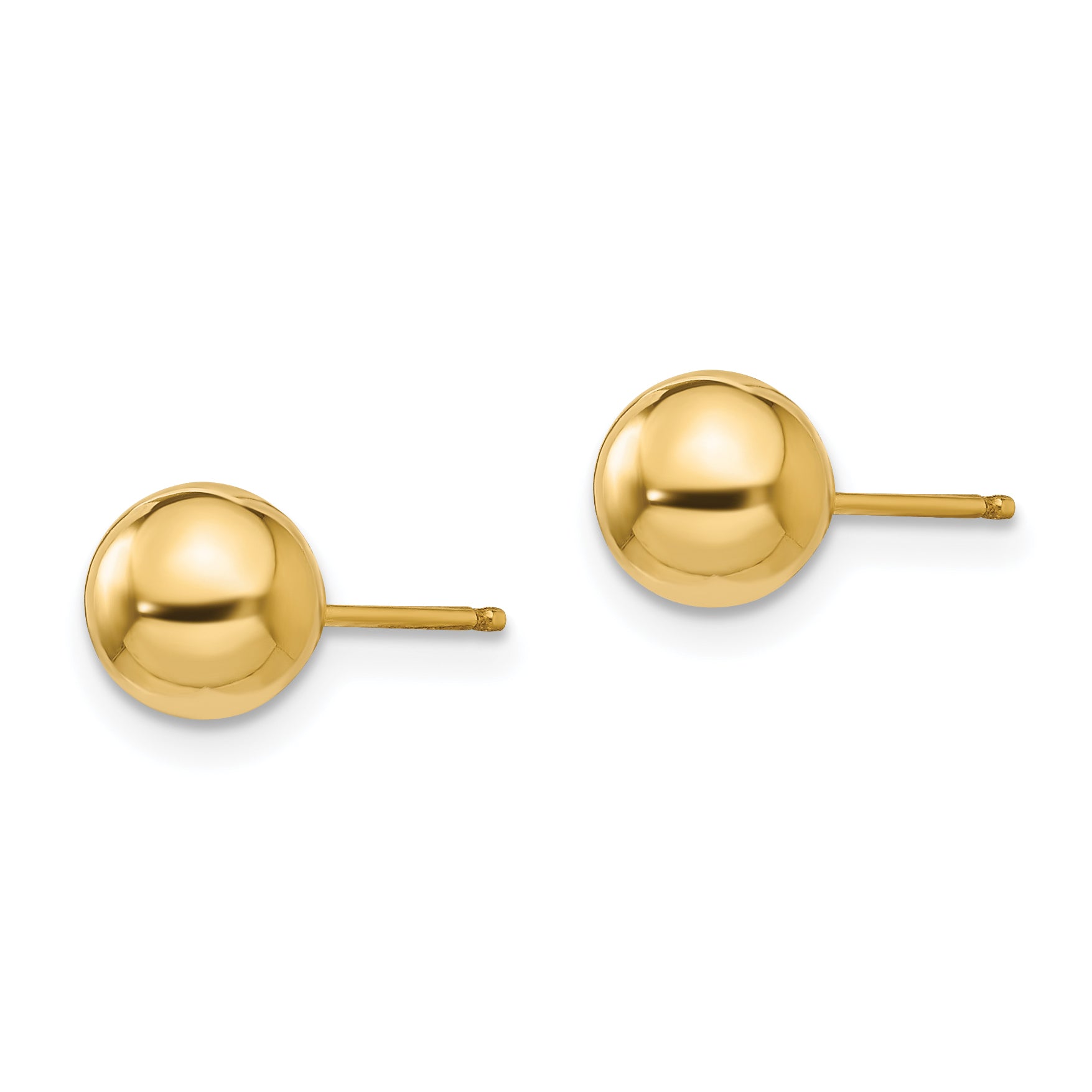 14K Gold Polished Ball Earrings with Silicone Back for Women