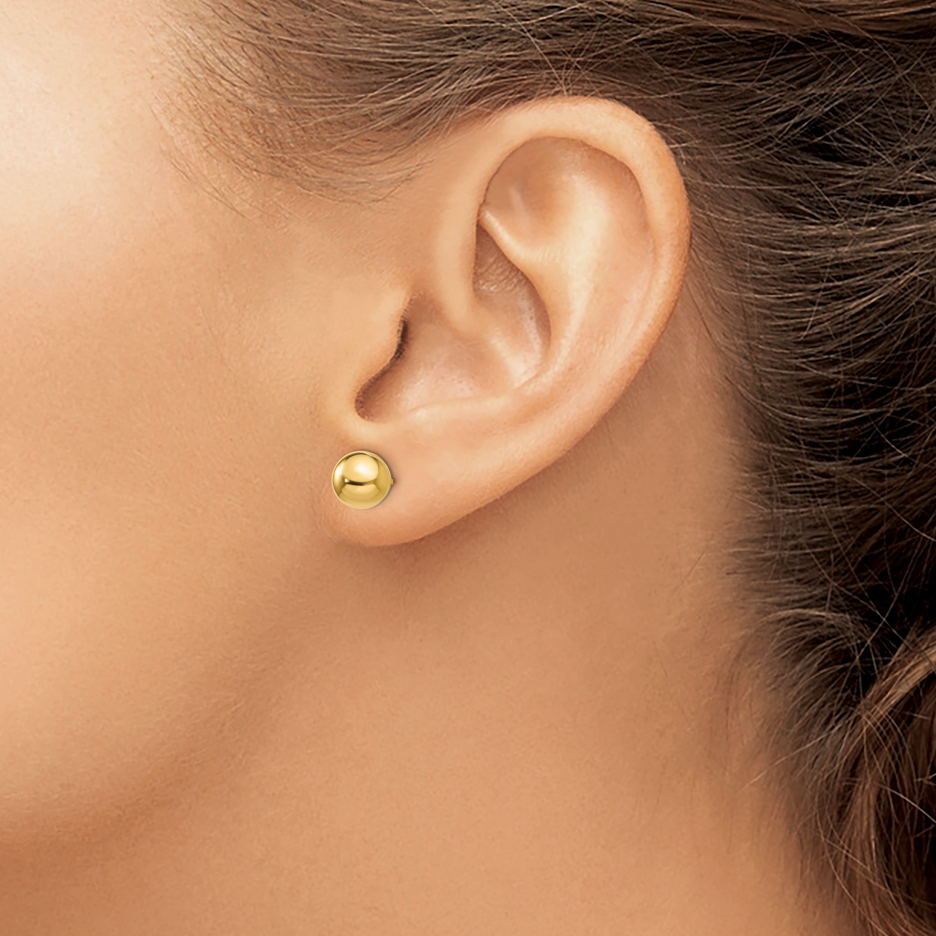 14K Gold Women's Polished Ball Earrings with Silicone Back