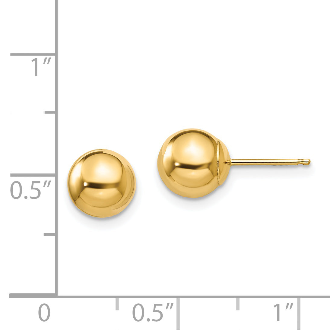 14K Gold Women's Polished Ball Earrings with Silicone Back