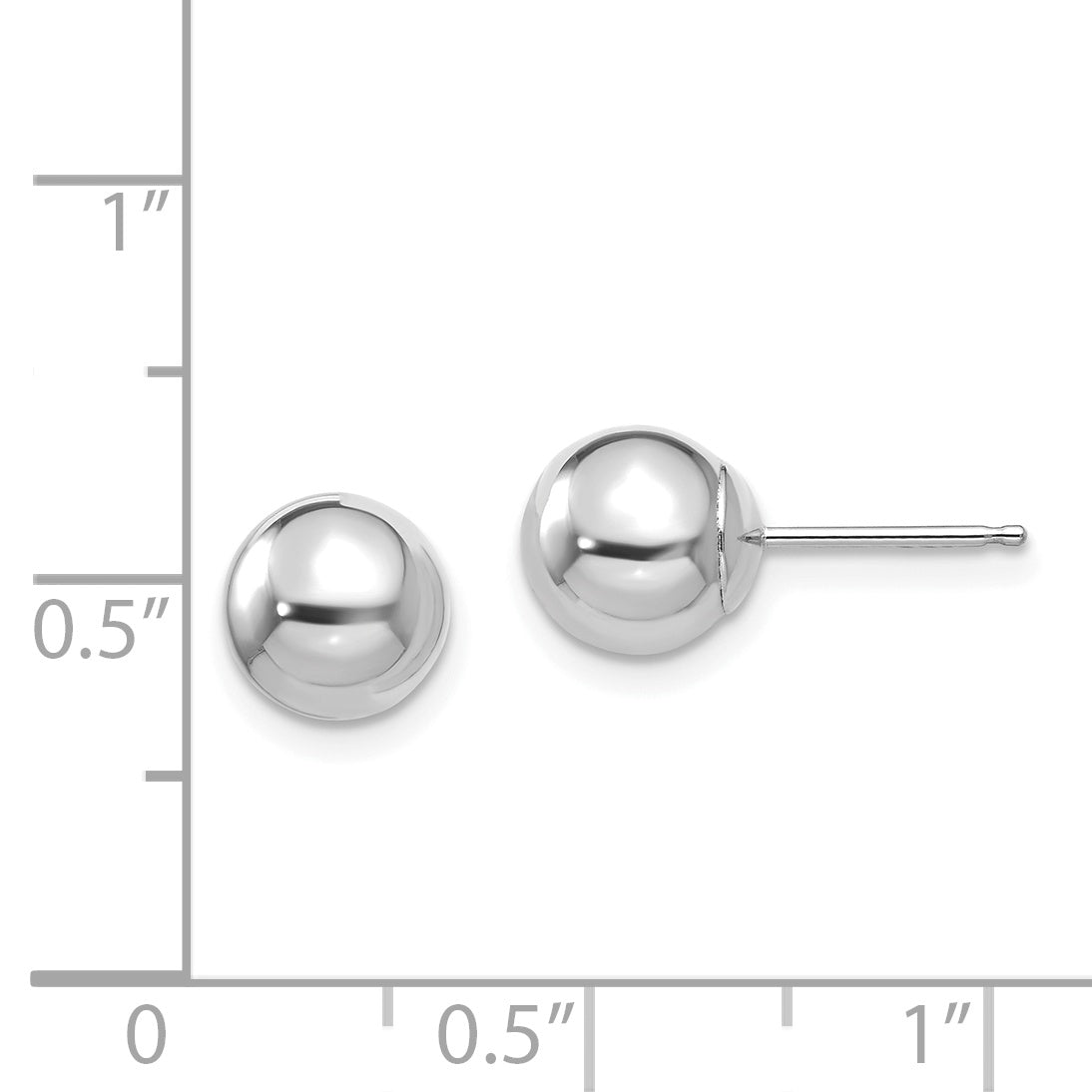 Madi K 14K White Gold Polished Ball Earrings with Rhodium Finish