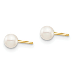 14k Madi K 3-4mm White Round Freshwater Cultured Pearl Stud Post Earrings