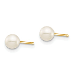 14K Madi K 4-5mm White Round Freshwater Cultured Pearl Stud Post Earrings