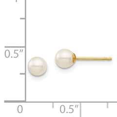 14K Madi K 4-5mm White Round Freshwater Cultured Pearl Stud Post Earrings