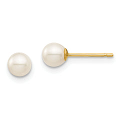 14K Madi K 4-5mm White Round Freshwater Cultured Pearl Stud Post Earrings