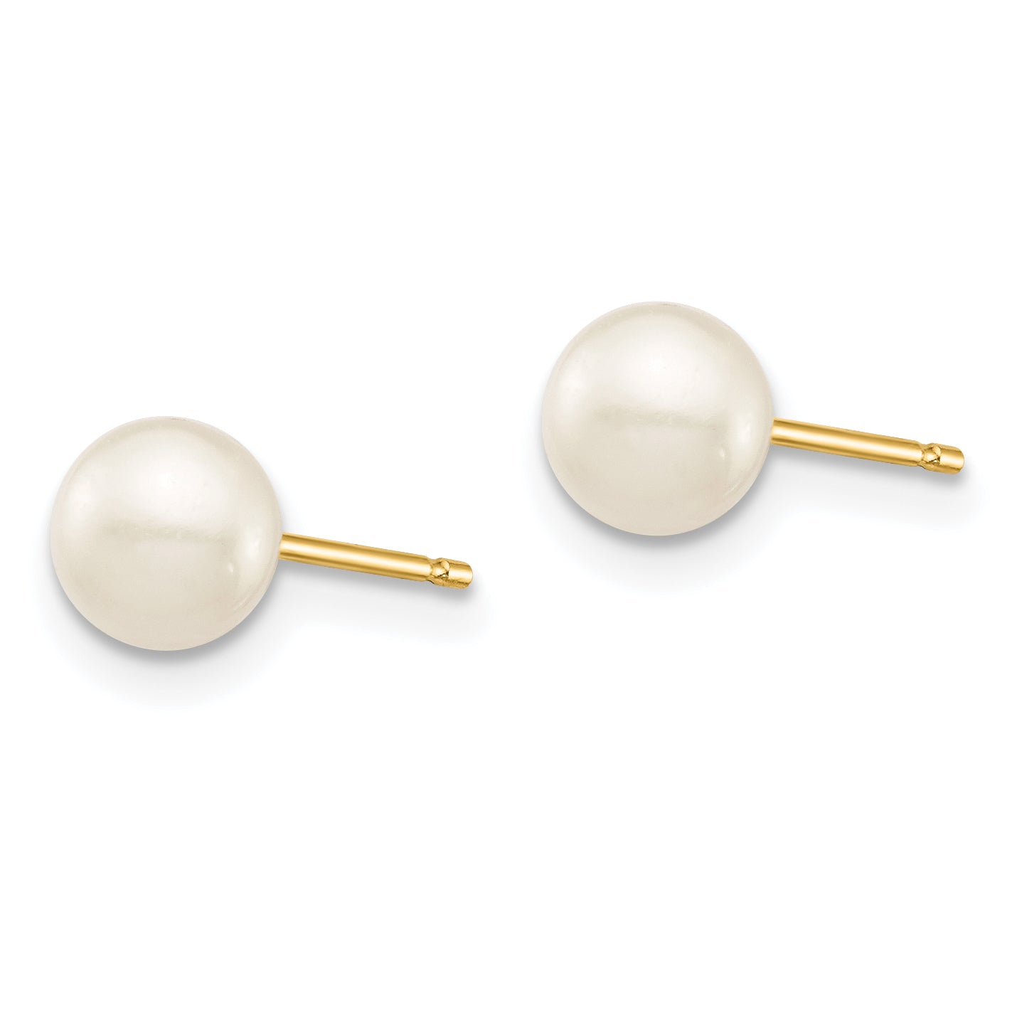 14K Gold Freshwater Pearl Stud Earrings with Polished Finish