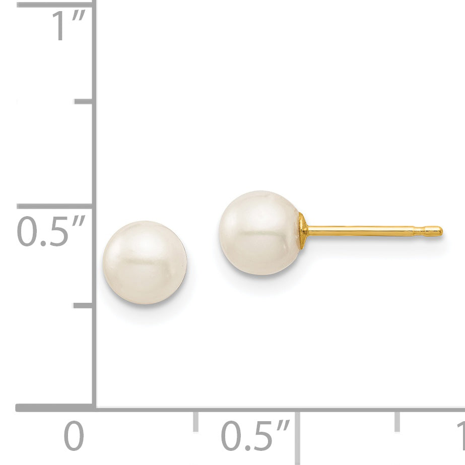 14K Gold Freshwater Pearl Stud Earrings with Polished Finish