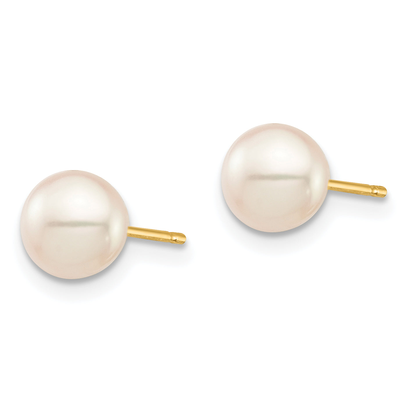 14K Gold Freshwater Pearl Stud Earrings with Polished Finish