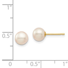 14K Gold Freshwater Pearl Stud Earrings with Polished Finish