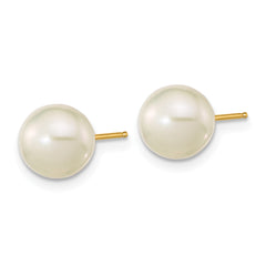 14K Gold Freshwater Pearl Stud Earrings with Polished Finish