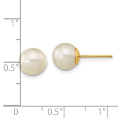 14K Gold Freshwater Pearl Stud Earrings with Polished Finish