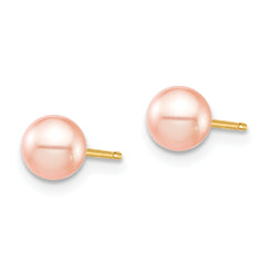 14K Gold Pink Cultured Pearl Stud Earrings, Polished & Nickel Free