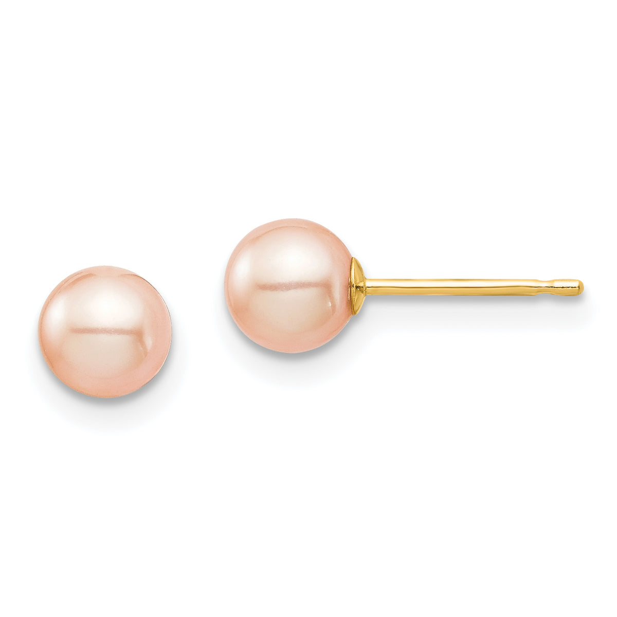 14K Madi K 5-6mm Pink Round FW Cultured Pearl Stud Post Earrings