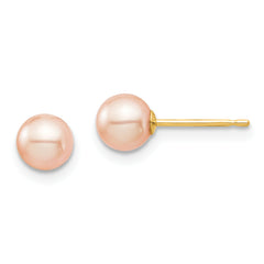 14K Madi K 5-6mm Pink Round FW Cultured Pearl Stud Post Earrings