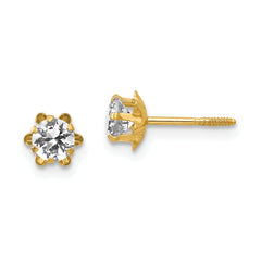 14k Madi K 4mm CZ Birthstone (Apr) Screwback Earrings