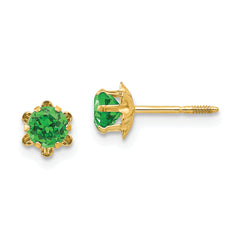 14k Madi K 4mm CZ Birthstone (May) Screwback Earrings