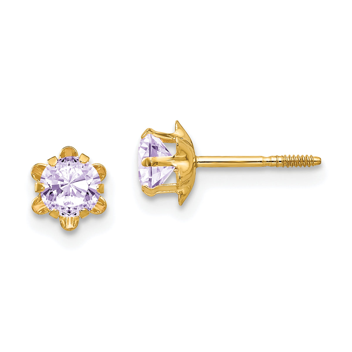 14k Madi K 4mm CZ Birthstone (Jun) Screwback Earrings