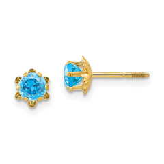 14k Madi K 4mm CZ Birthstone (Dec) Screwback Earrings