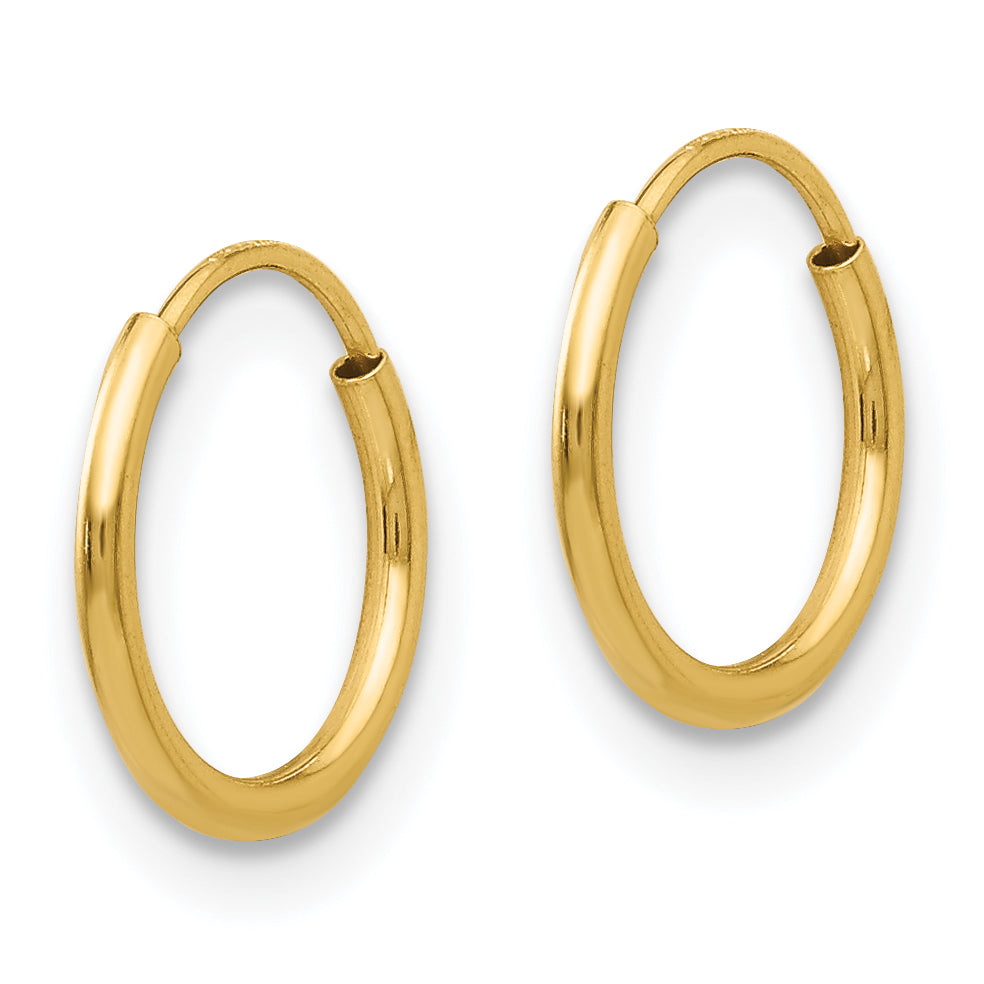 14K Gold Endless Hoop Earrings with Polished Finish Nickel Free