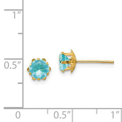 14k Madi K 5mm CZ Birthstone (Mar) Earrings