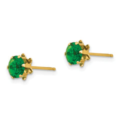 14K Gold Polished CZ May Birthstone Women's Stud Earrings