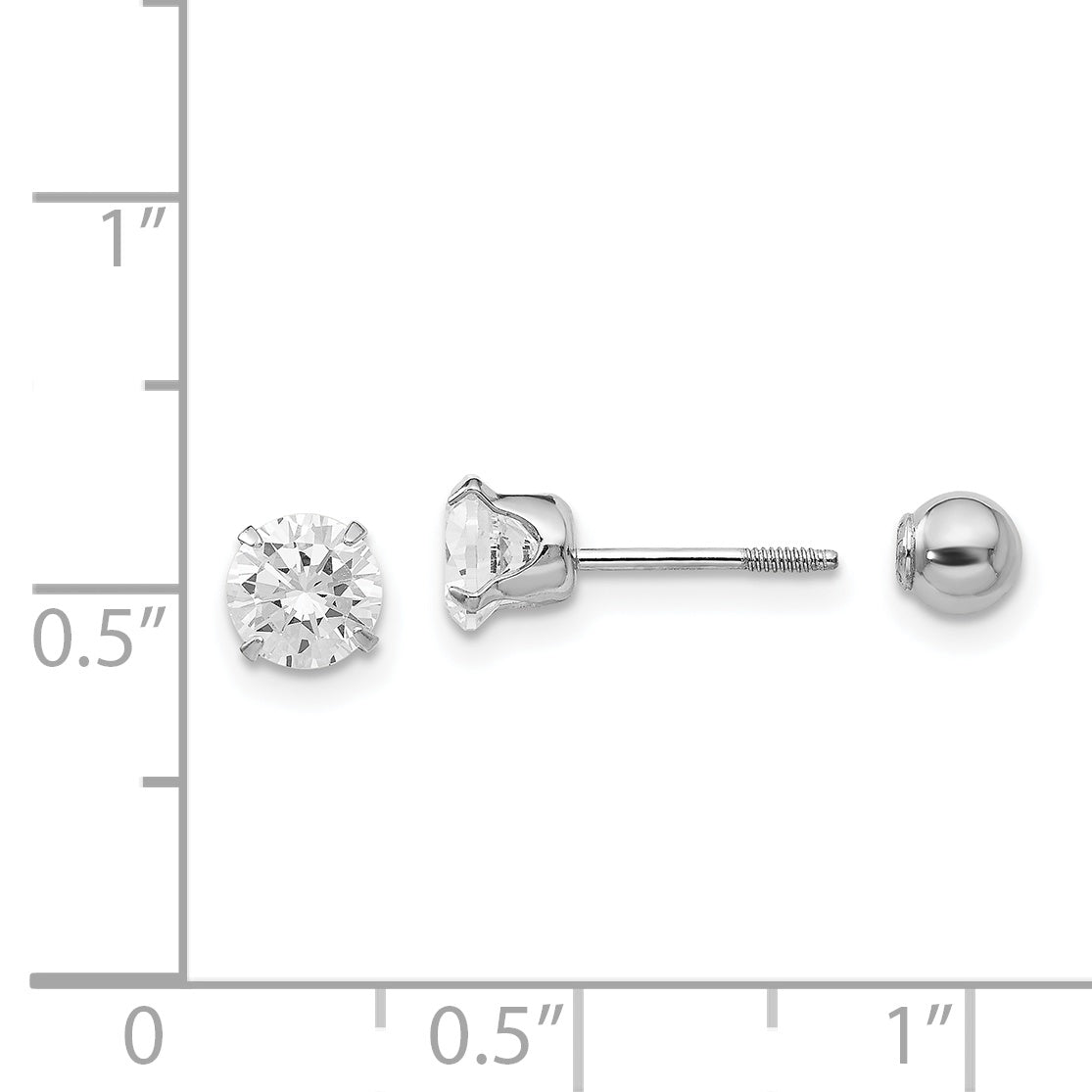 Sophia Jewelers 14K White Gold Reversible CZ Ball Stud Earrings