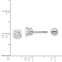 Sophia Jewelers 14K White Gold Reversible CZ Ball Stud Earrings