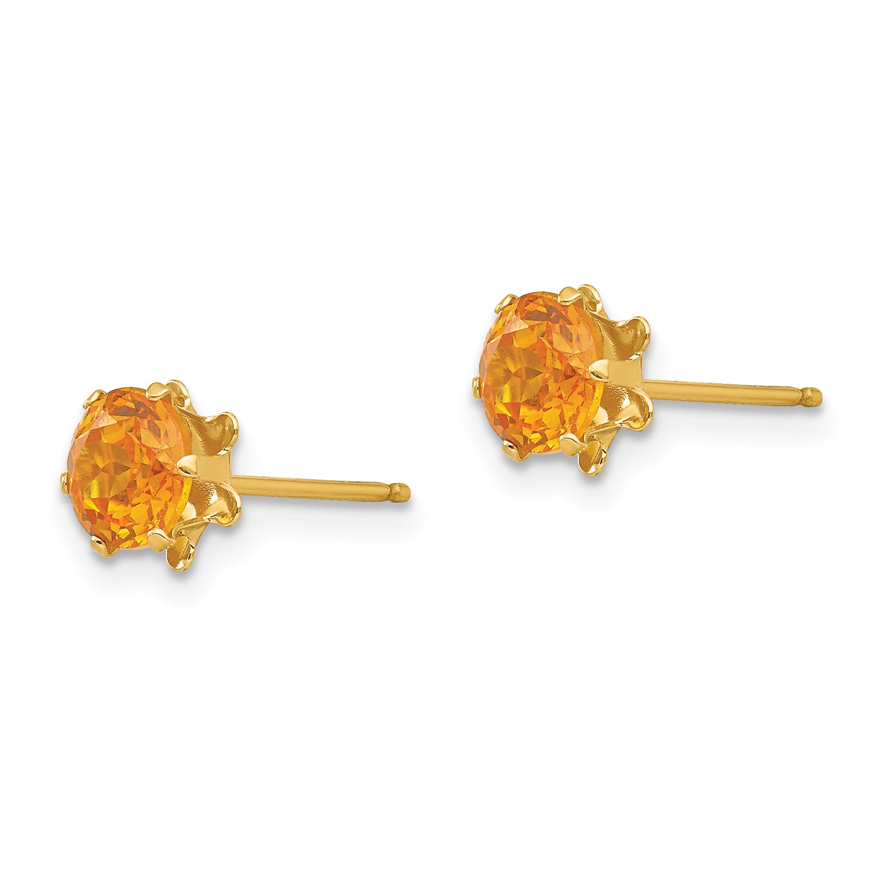 14K Gold November Birthstone CZ Stud Earrings for Women