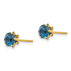 14K Gold December Birthstone CZ Stud Earrings for Women