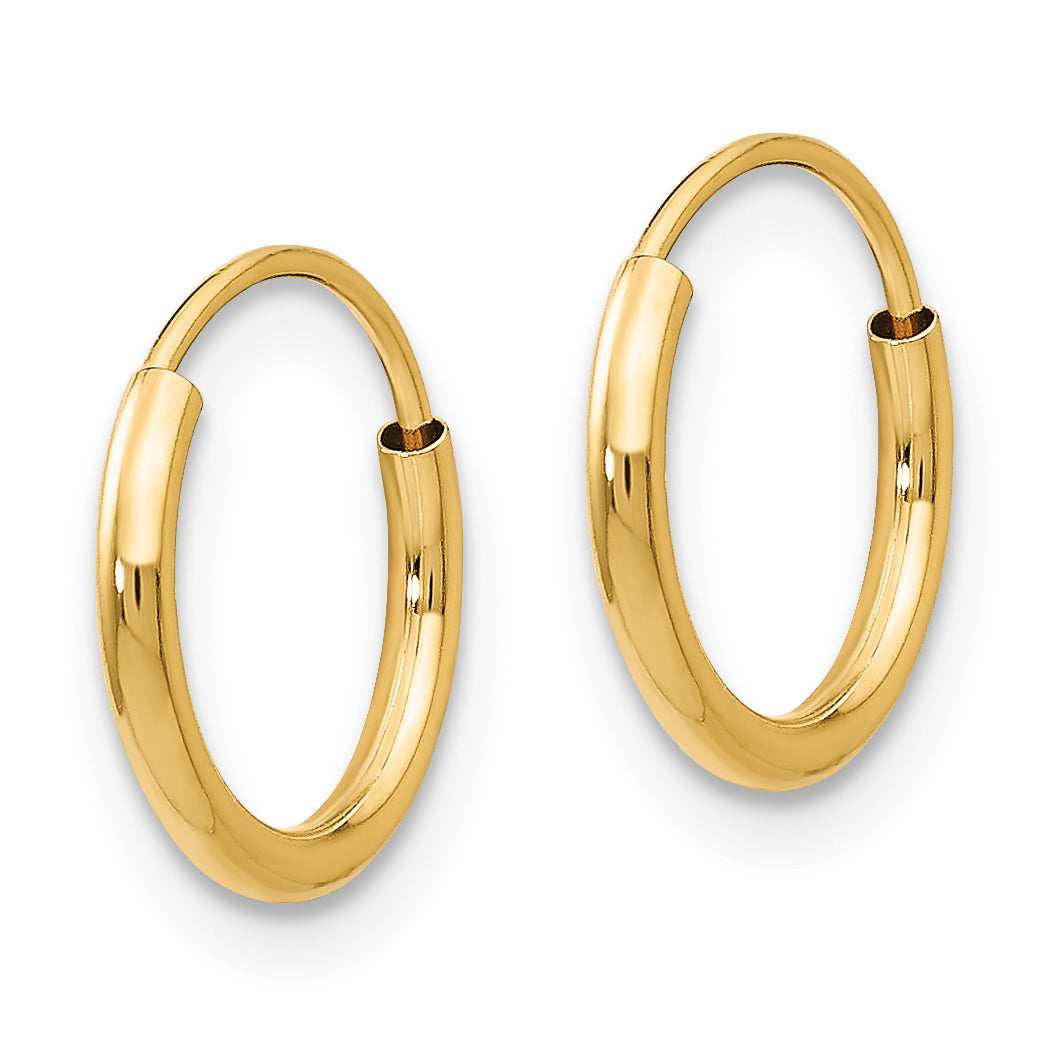 14K Gold Endless Hoop Earrings with Polished Nickel-Free Finish